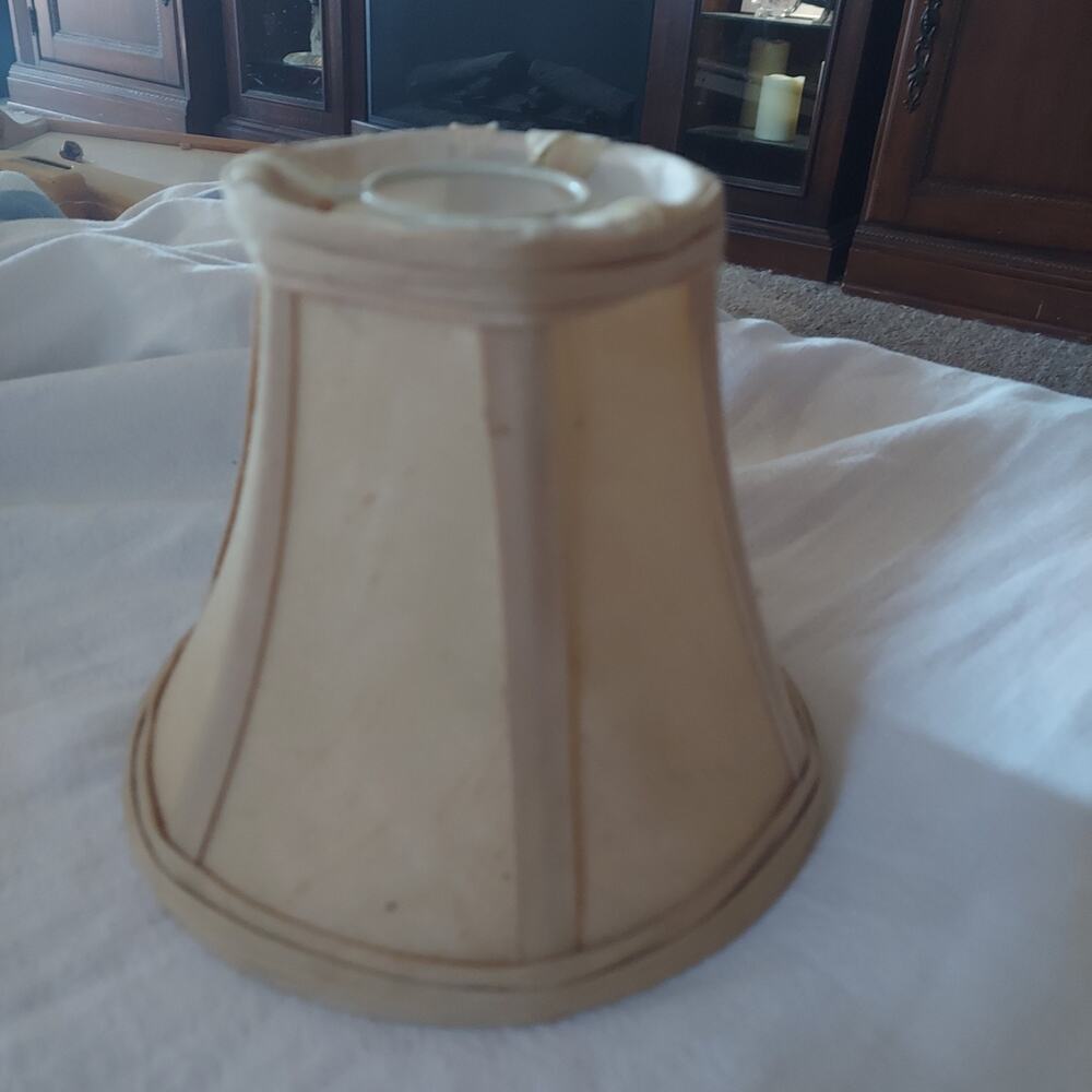 Bell Lampshade 7" Tall Uno Fitter TAUPE Fabric Piping Small Accent 4”x5.5"x 7”